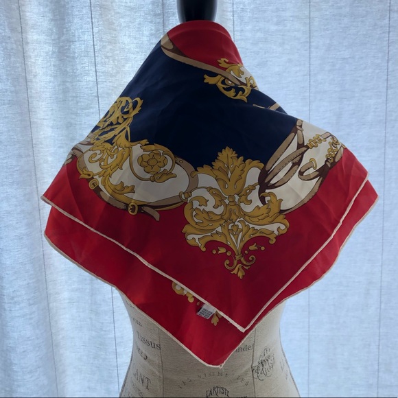 Vintage Silk Red Scarf - Picture 3 of 10